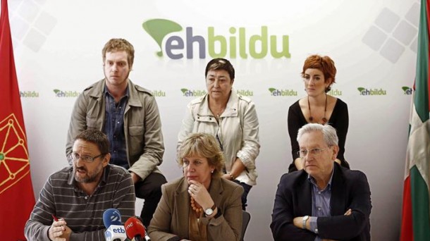 Rueda de prensa ofrecida esta mañana por EH Bildu. Foto: EFE