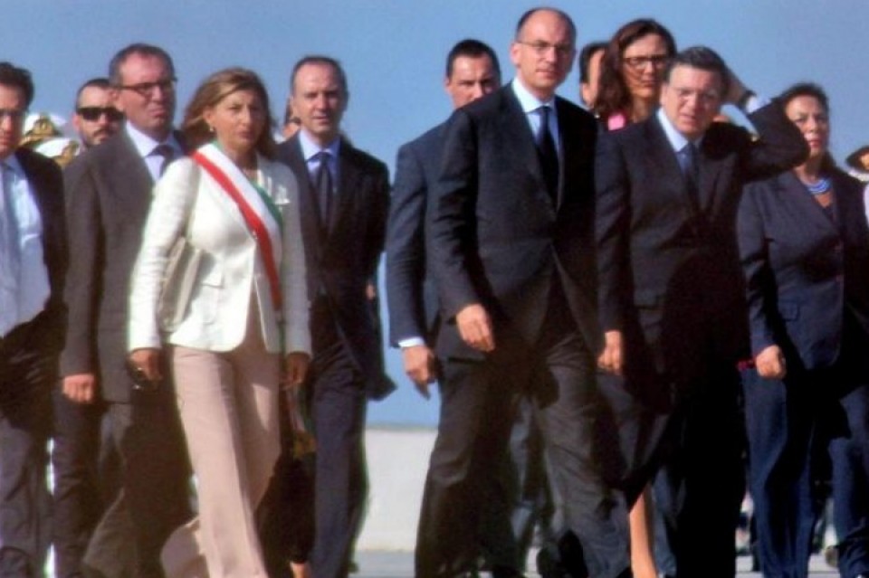 Enrico Letta y José Manuel Durao Barroso, en Lampedusa.


