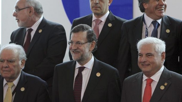 Mariano Rajoy junto a otras autoridades en la cumbre iberoamericana de Panamá. Foto: EFE