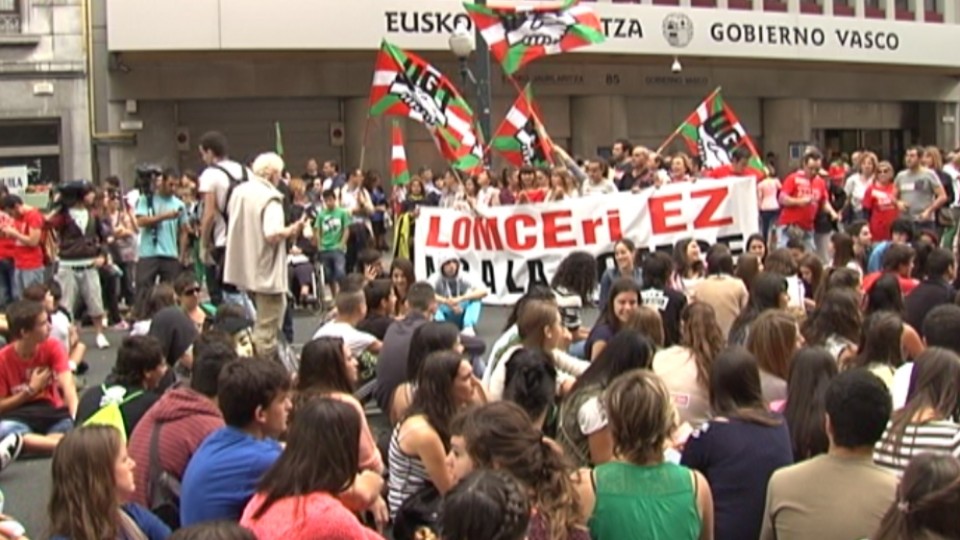 Protesta contra la LOmce realizada en Bilbao.