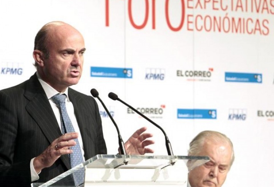 Luis de Guindos, ministro de Economía y Competitividad, durante su intervención en Bilbao