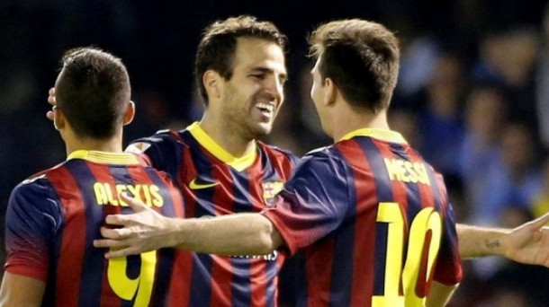 Alexis, Cesc y Messi