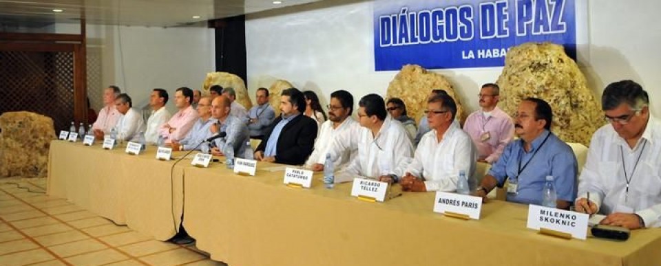 Los integrantes de la negociación en La Habana (Cuba). Foto: EFE
