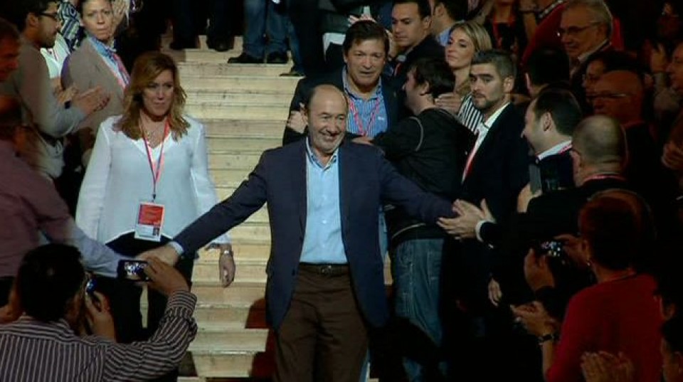 El secretario general del PSOE, Alfredo Pérez Rubalcaba, hoy.