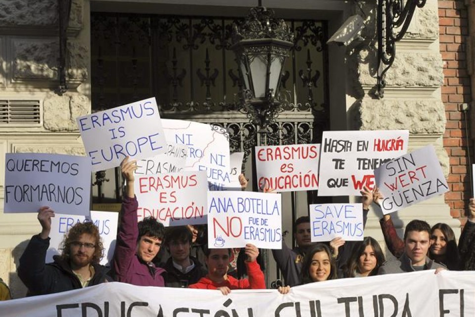 Erasmus ikasleek protestak egin dituzte Europako hainbat hiritan. Argazkia: EFE