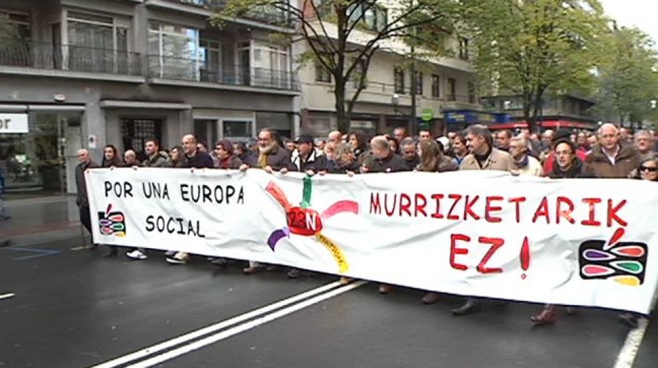 Manifestación contra los recortes en Bilbao.