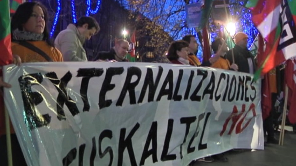 Una protesta de trabajadores de Euskaltel. EiTB