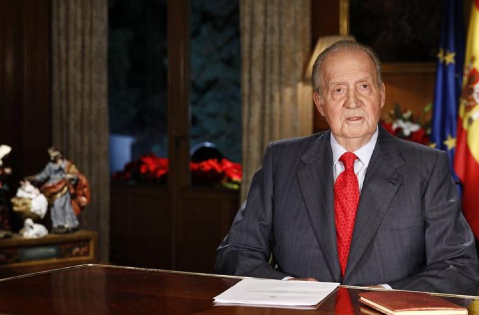 El Rey Juan Carlos durante el discurso de Nochebuena.