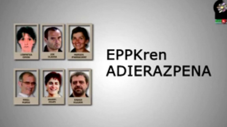 Euskal Preso Politikoen Kolektiboaren (EPPK) adierazpena. Argazkia: EiTB