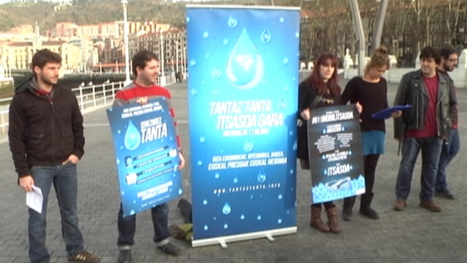 Presentación de la manifestación, en Bilbao. EITB.