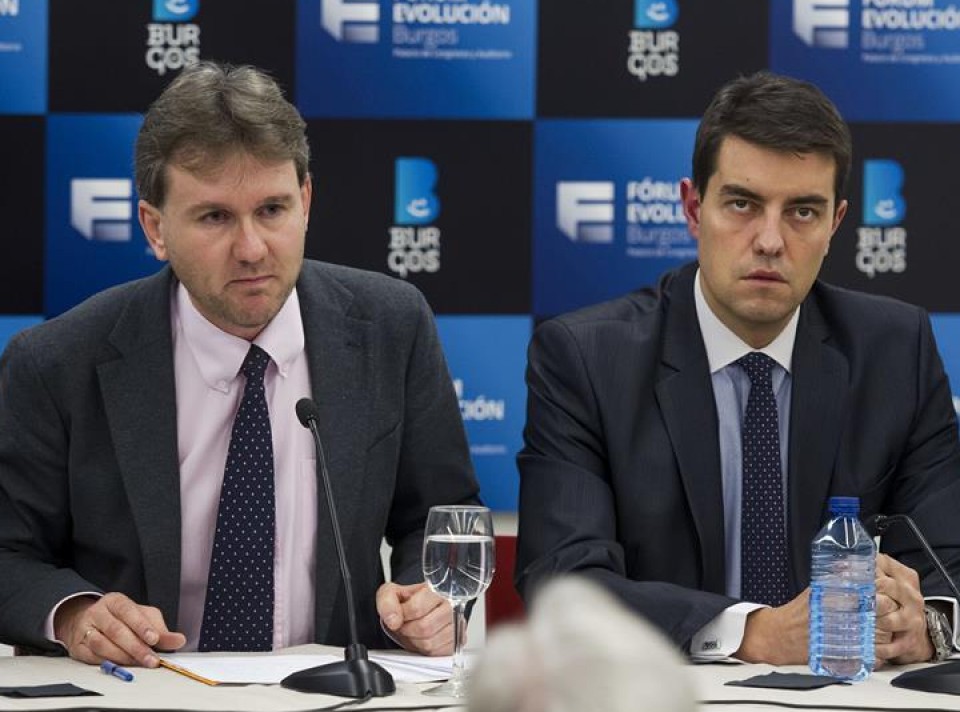 Javier Lacalle, alcalde de Burgos, durante la rueda de prensa.