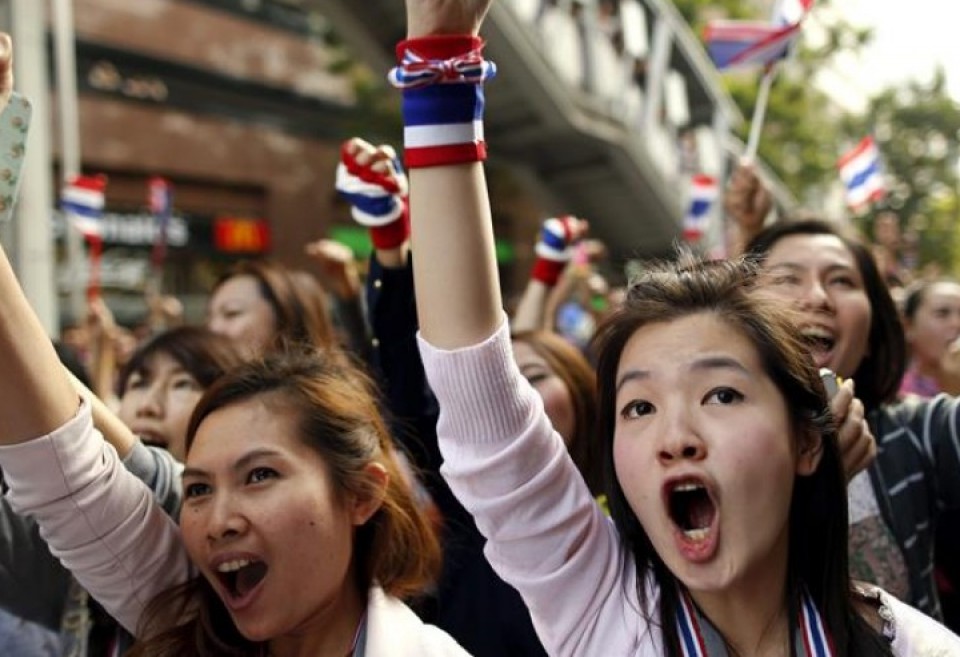 Imagen de una protesta en Bangkok. Foto: EFE.