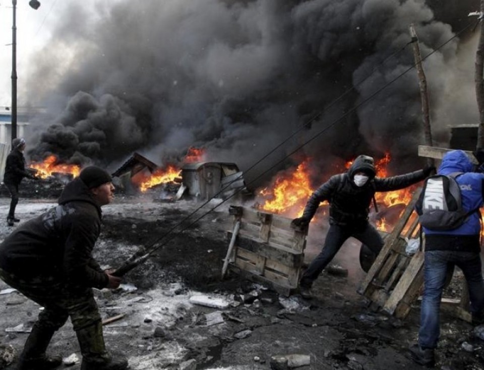 Imagen de un día de protestas en la capital ucraniana.
