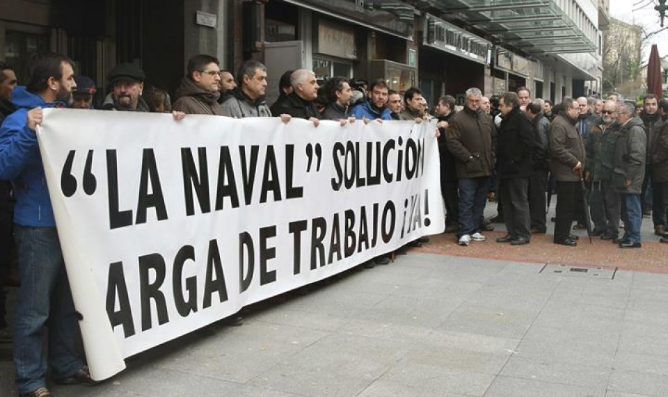 Protesta de trabajadores de La Naval. Foto: EFE