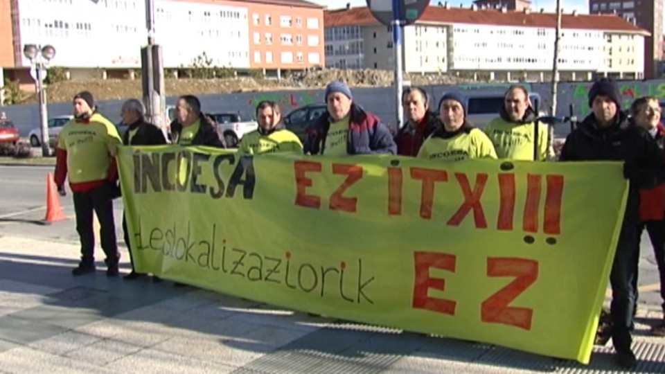 Imagen de una de las protestas de la plantilla de Incoesa. EiTB