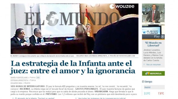 Portada de la versión digital de elmundo, con la imagen investigada