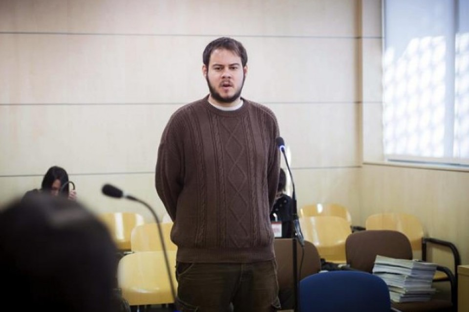Pablo Hasel durante el juicio en la Audiencia Nacional. Foto de archivo: EFE