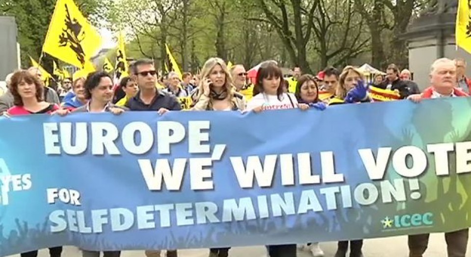 Independentistas de toda Europa se manifiestan juntos en Bruselas