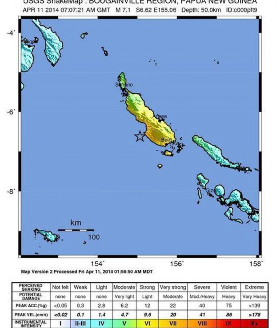 Ostiralean Papuan izan zen lurrikararen irudia. Aragzkia: EFE