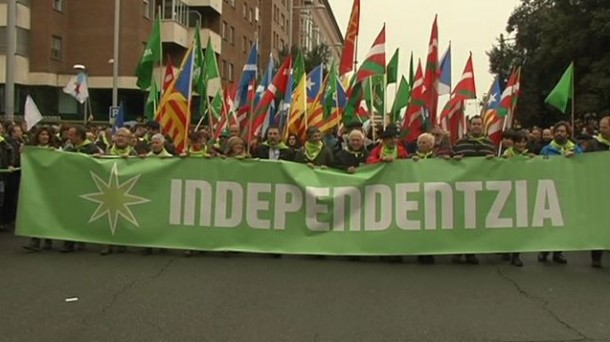 Movilización en el Aberri Eguna de 2014 en Pamplona/Iruña.