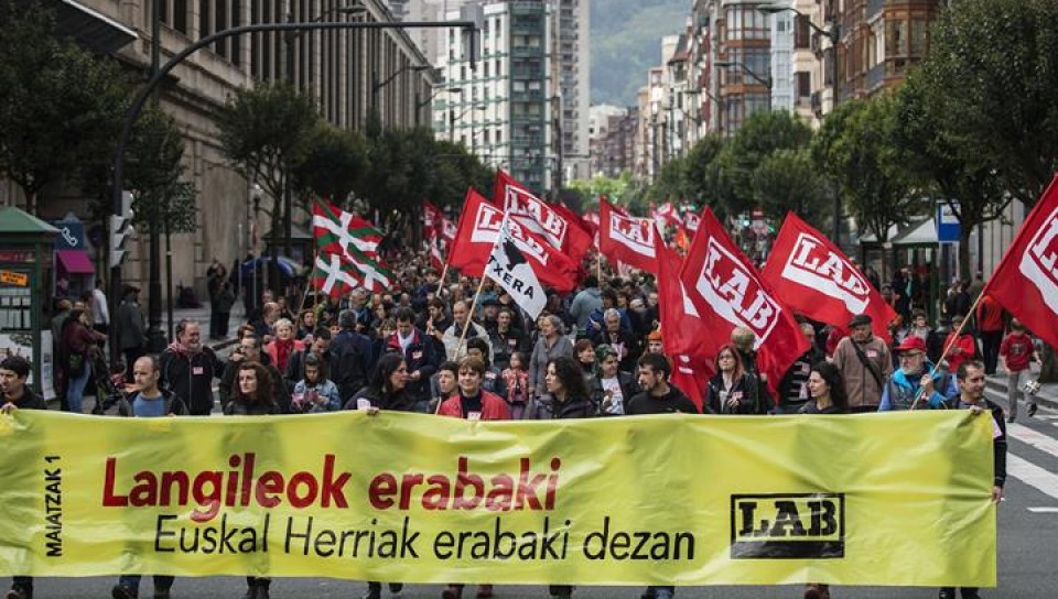 Imagen de una movilización dek sindicato LAB. Efe.