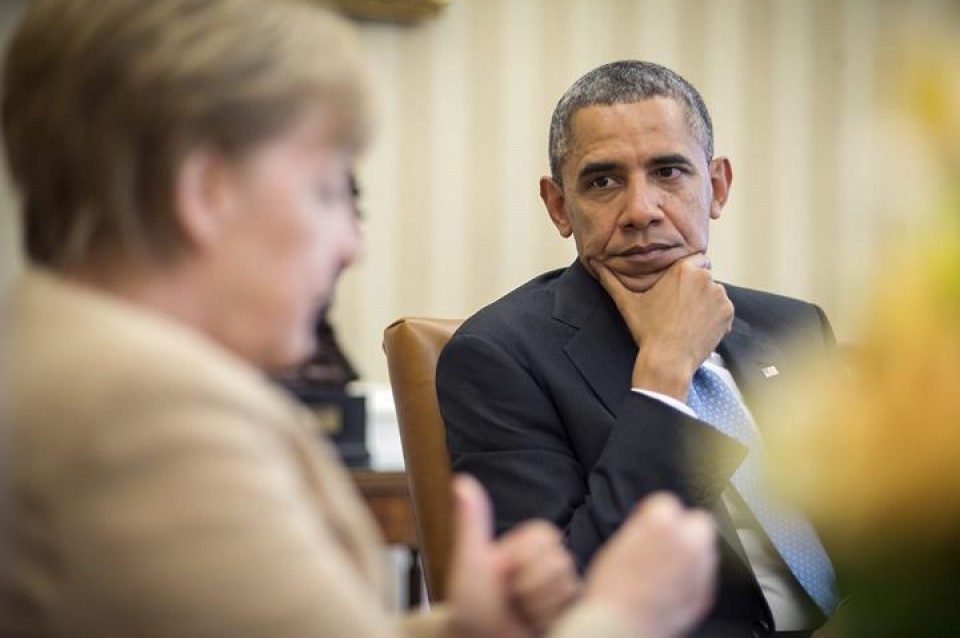 Barack Obama y Angela Merkel 