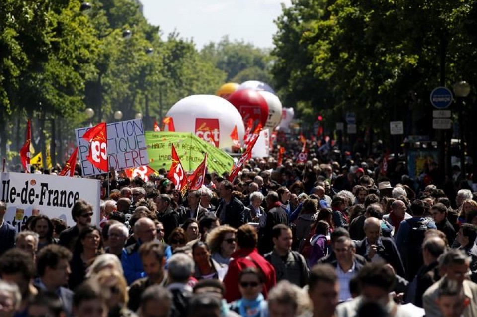 Protesta de los trabajadores del sector público en Francia. Foto: EFE