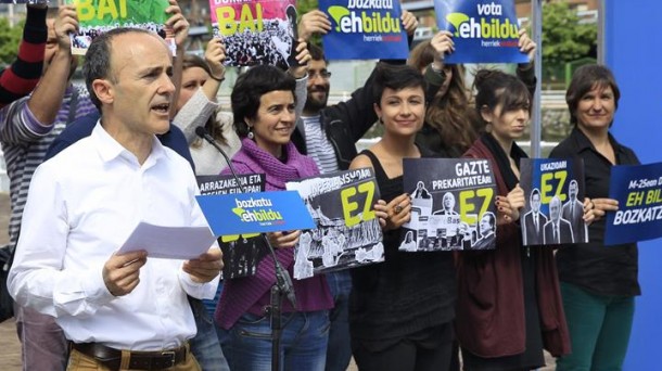 Acto de fin de campaña de EH Bildu en Bilbao. EFE