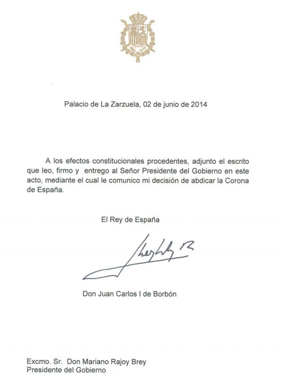 documento dokumentua abdicación abdikazioa rey erregea iturria: EFE