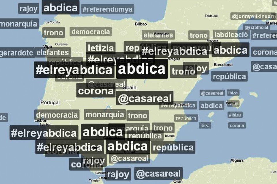 Mapa de las tendencias de Twitter en España. TrendsMaps