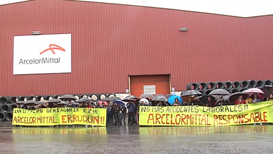 Arcelor Mittaleko langileek egindako protestetako bat. Irudia: EiTB