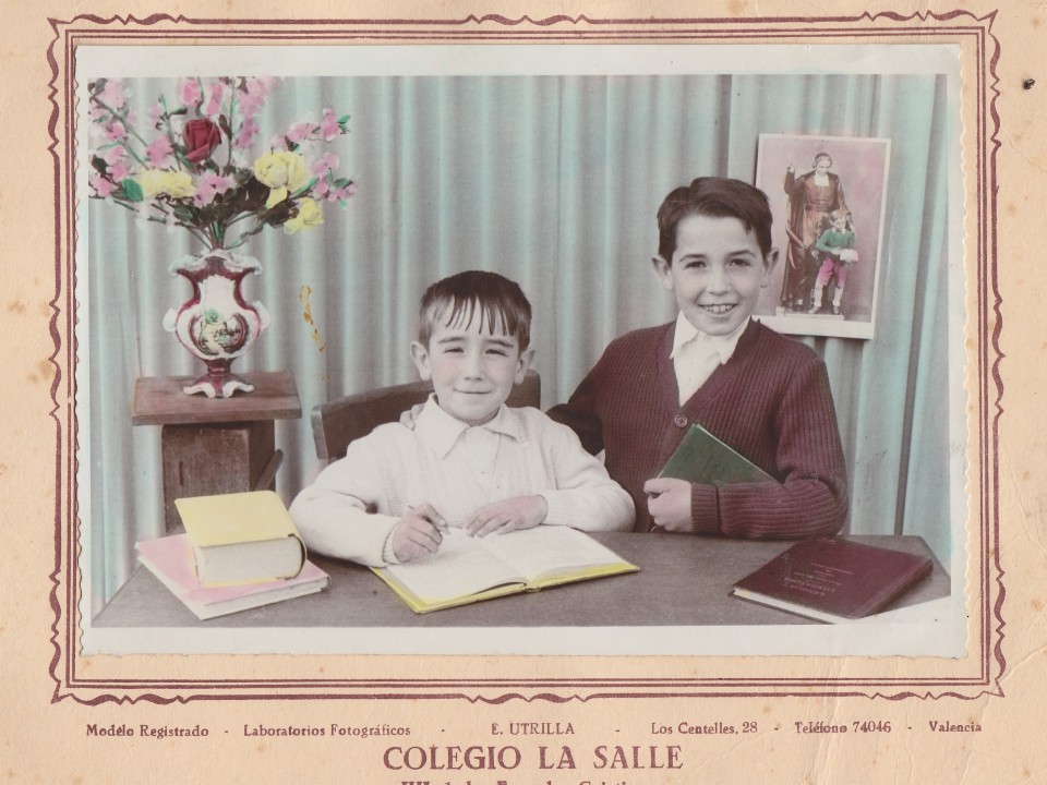 Mikel y Joseba Arregi en el colegio de la Salle, Andoain. 1955-1956