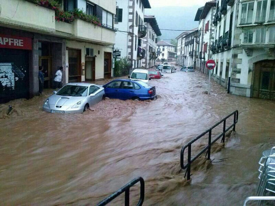 Inundaciones en Elizondo. Foto: Ainhoa Karrikaburu