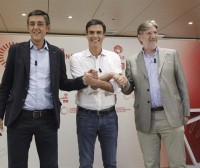 Último día de campaña de los tres candidatos a dirigir el PSOE