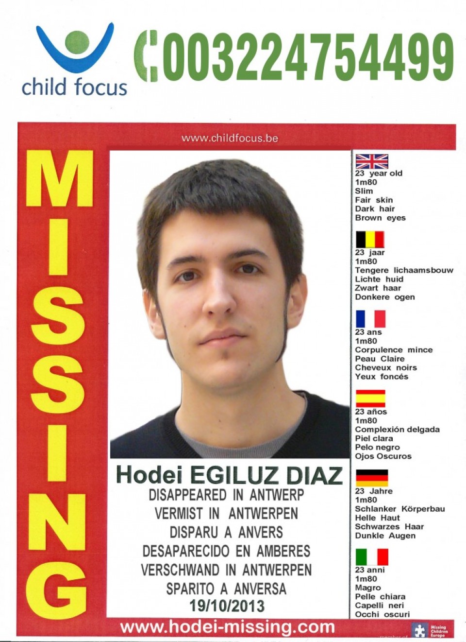 Cartel que los miembros de Hodeiren Bila reparten por toda Europa. Foto: www.hodei-missing.com