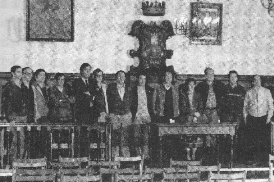 Jose Antonio Ardanza, Arrasateko Udaleko alkatea, udalbatzarekin - Arrasate, 1979