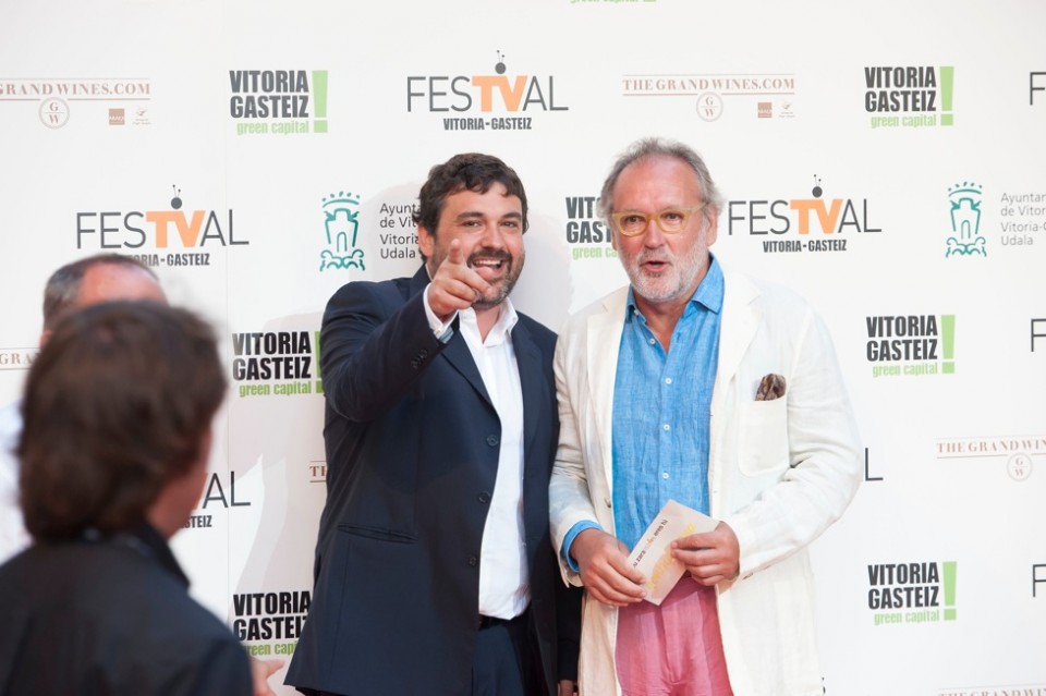 Ander Gonzalez eta Ramon Roteta sukaldariak, ''No es país para sosos'' saioaren aurkezleak. FesTVal 2014