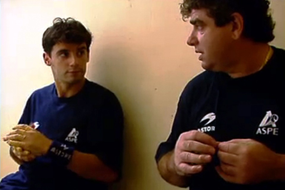 Pampi  eta Xala entrenatzen Plaza Berri frontoian. Biarritz, 2000