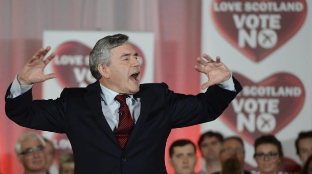 Gordon Brown, kanpainan egindako hitzaldietako batean. Argazkia: EFE