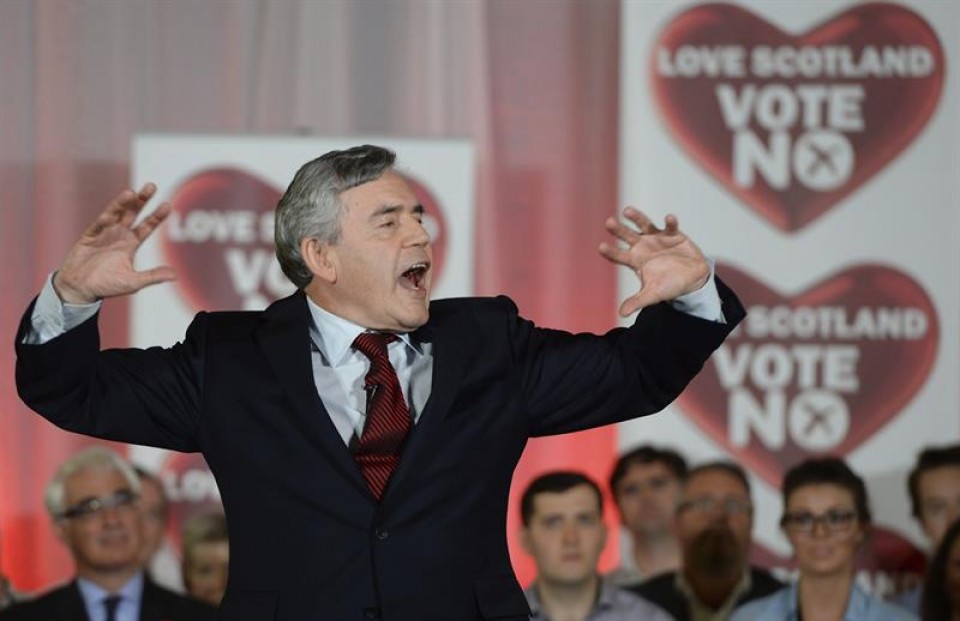 Gordon Brown, kanpainan egindako hitzaldietako batean. Argazkia: EFE