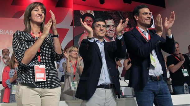 Idoia Mendia, Patxi López y Pedro Sánchez. Foto: EFE