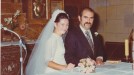 Begoña Zenigaonaindia eta Markoren ezkontzako eguna, Jaunaren Igokundearen elizan. Ajangiz, 1970eko irailaren 7a title=