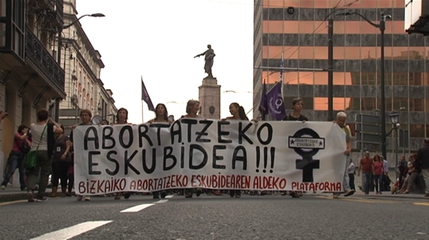 Abortatzeko eskubidearen aldeko manifestazioa Bilbon, 2015ean.