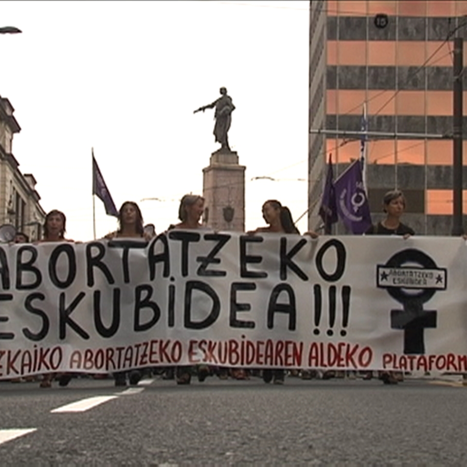 Manifestación a favor del derecho al aborto en 2015 en Bilbao.