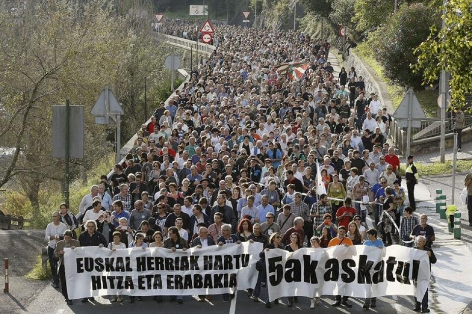 Manifestación contra la condena del caso Bateragune en 2014. Foto: Efe