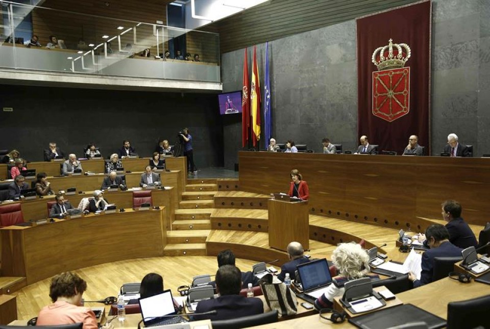 Debate sobre el Estado de la Comunidad Foral, hoy, en el Parlamento de Navarra. EFE