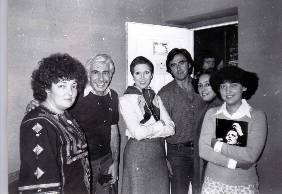 Luis Iriondo, el grupo Mocedades, y las cantantes argentinas Encarna Paso y Susana Rinaldi. Madrid, 1978