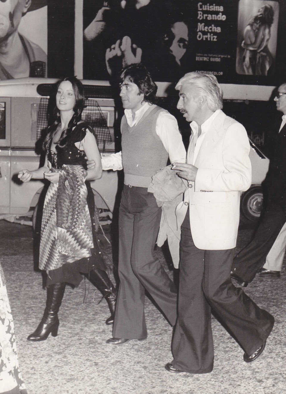 Amparo Muñoz, Patxi Andion y Luis Iriondo en el Zinemaldia. Donostia, década de los 70