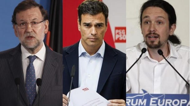 Rajoy, Sánchez e Iglesias