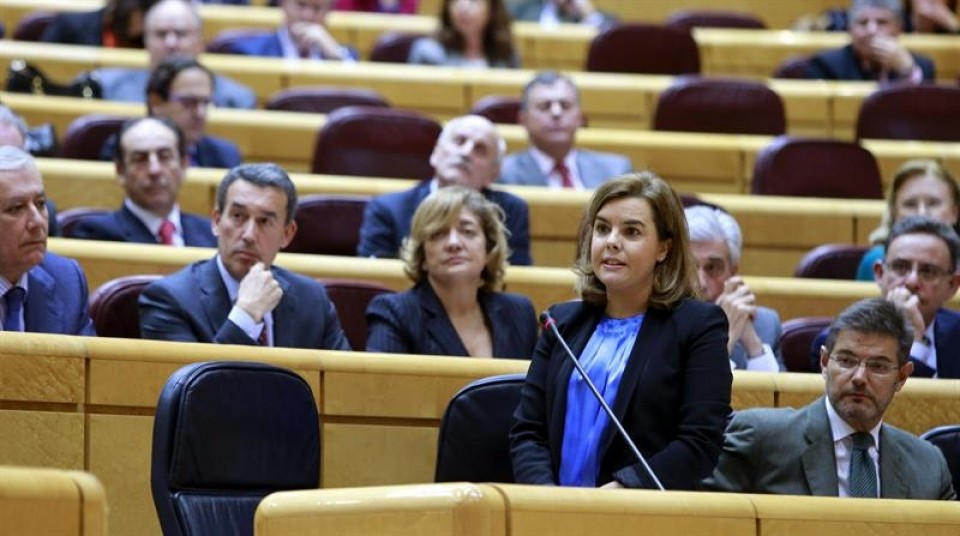 Soraya Saenz de Santamaria Espainiako Gobernuko presidenteordea Senatuan. Argazkia: EFE
